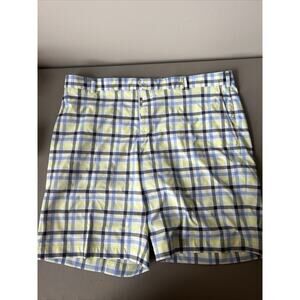 Nike Golf Shorts Blue Green White Plaid Dri-Fit Stretch Pockets Men Size 42